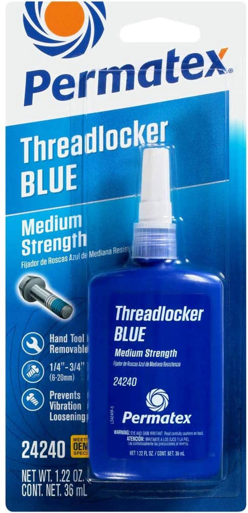 Threadlocker (Medium Strength) (Blue) (36ml Bottle) - Permatex 24240